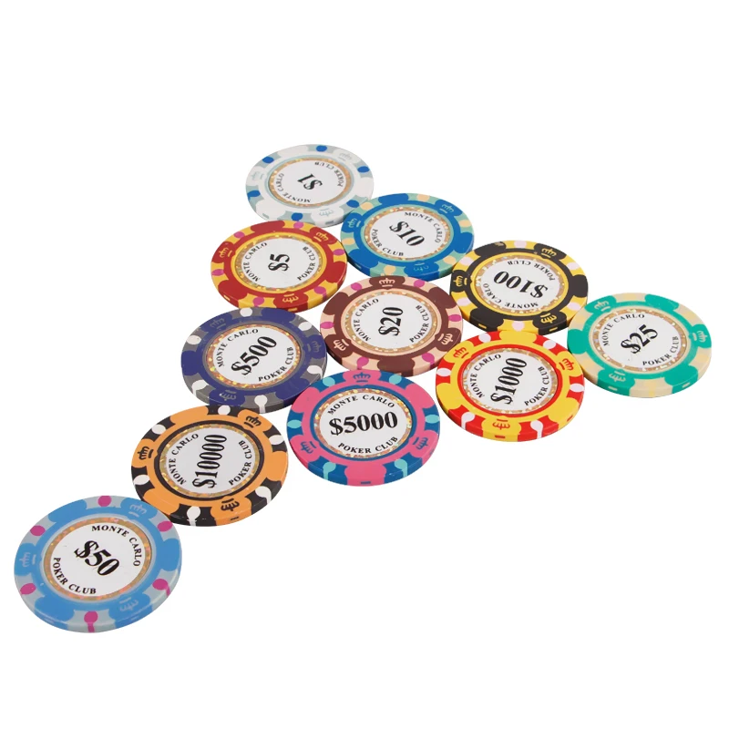 Three Color Crown Poker Chip With Gold Trim Stickers Inlay Buy 14