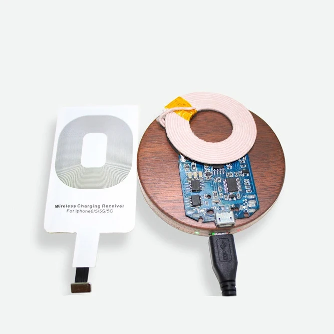 Easy Carry Desktop Mobile Phone Qi Fast Wireless Charger Wood Wireless