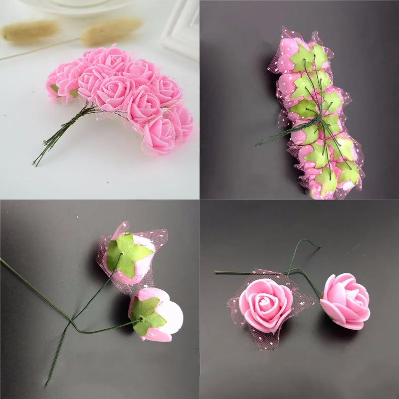 Multicolor Rose Wreath Bridal Foam Mini Artificial Flower Heads For Diy