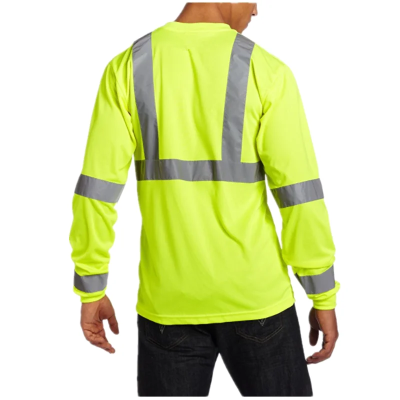Wholesale Breathable Polyester Hi Vis Reflective Work Pocket Tshirts