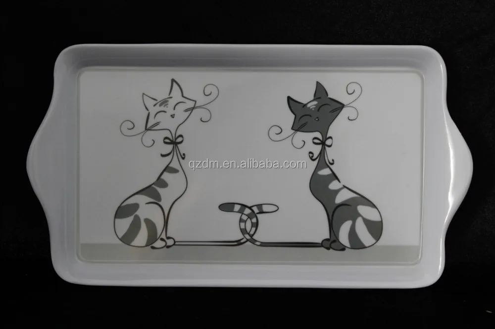 Plastic Food Tray Melamine Samll Tray With Handle