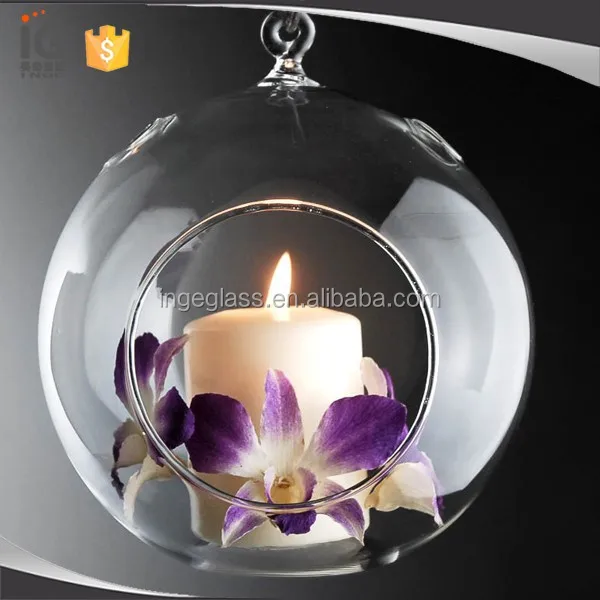 Glass Globe Hanging Tealight Candle Holder,Glass Round Hanging Candle