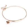 JTGZ017 Classical Rose Gold Color Titanium Steel Foot Chain Jewelry Camellia Flower Design Women Anklets