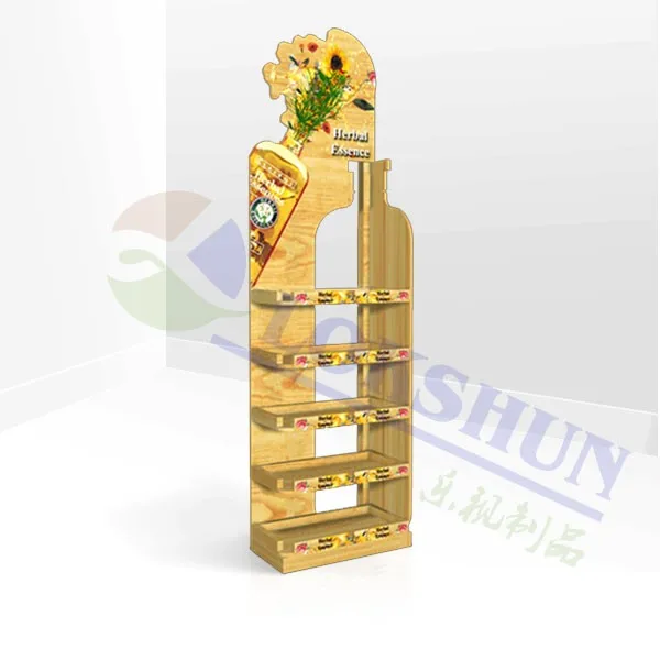 Fashionable Design Wood Skincare Product Display Stand Wooden Cosmetic