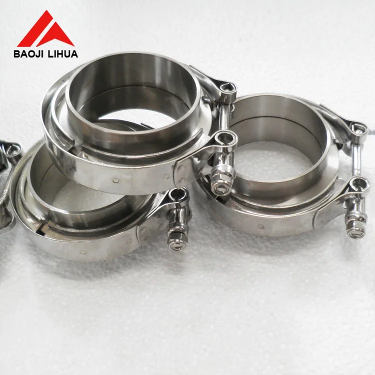 Titanium Gr1 Gr2 2inch 3inch 4inch 5inch V Band Clamp With Male And Female Flanges for Titanium Vehicle Exhaust Systems