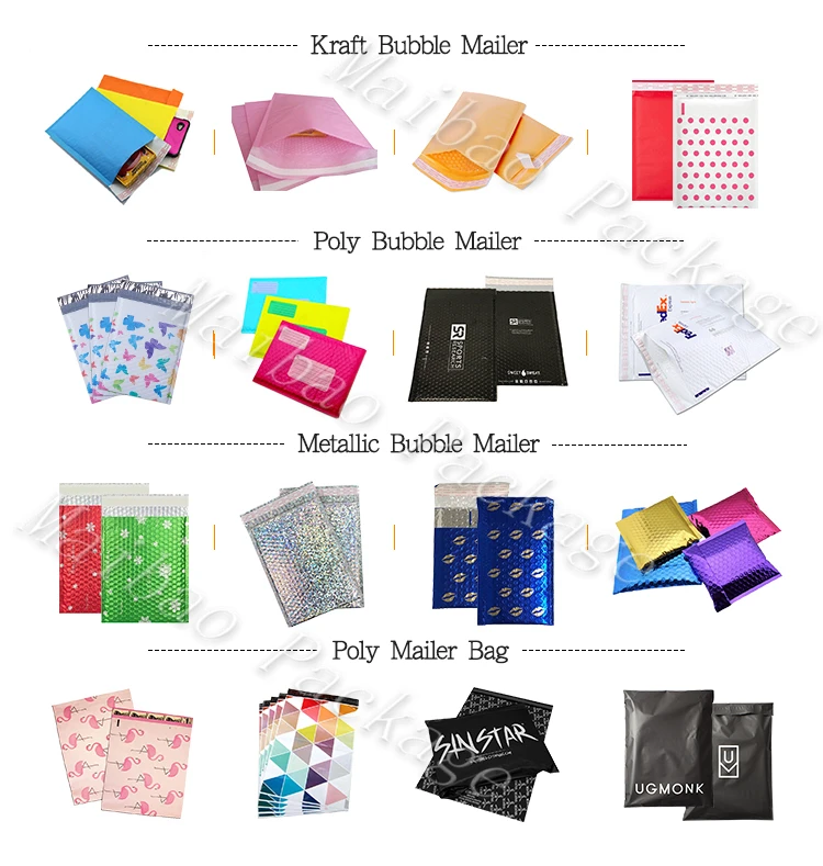 Customized Printed Cushion Zipper Slider Ziplock Poly Padded Mailer Shipping Envelopes
