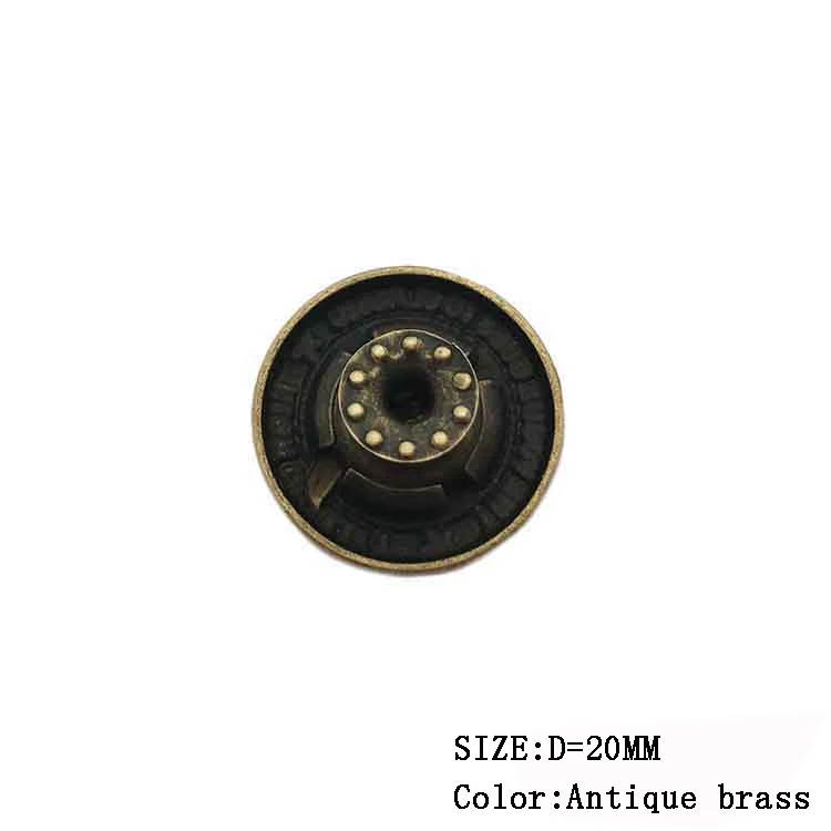 Antique brass embossed brand logo 20 mm jean button custom designer metal denim jean buttons