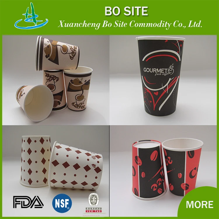 Different Color And Different Types Disposable Coffee Paper Cups Design