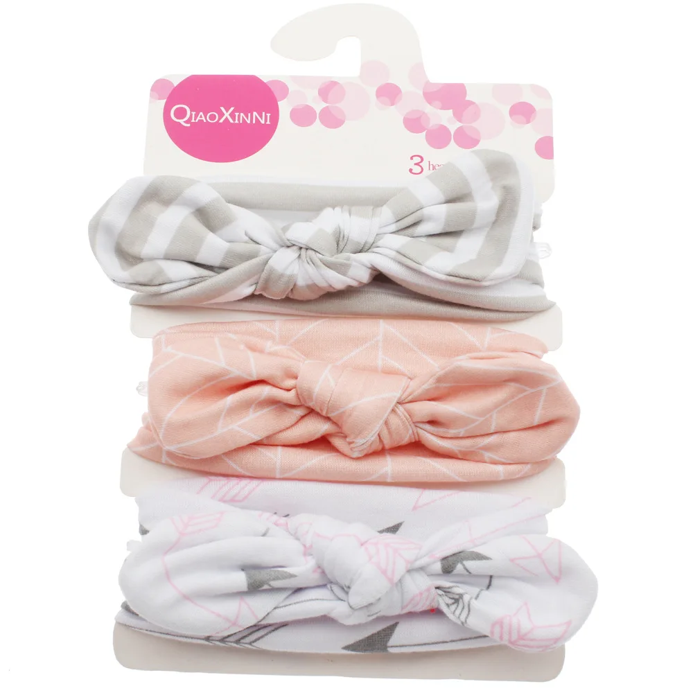 Wholesale Baby Hair Accessories 3 Pcs/card Kids Turban Knot Headband
