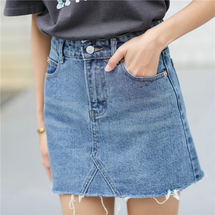 jupe en jean taille haute avec boutons