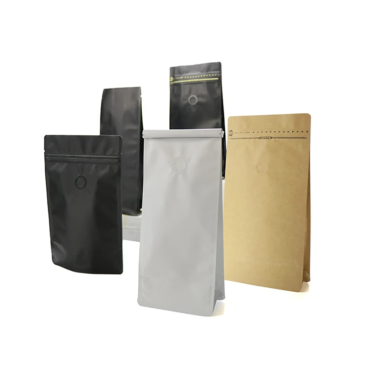 Custom Printed Standing Side Gusset Pe Lined Kraft Paper Packaging Flat