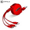 cafele hot selling 1 to 3/3 in 1 mobile phone charger cable universal retractable usb data cable