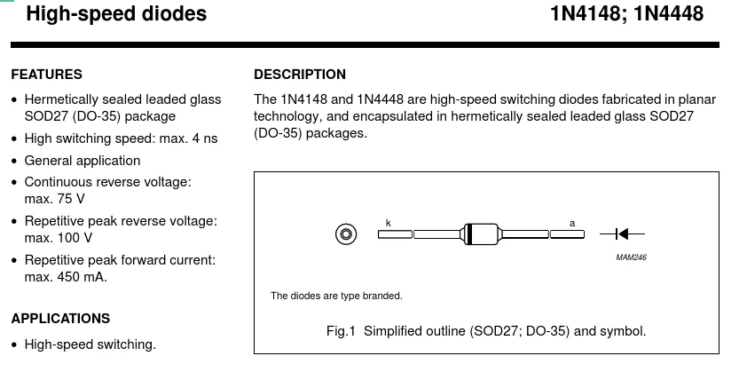 sourcingmap® 20Pcs 1N4148 DO-35 Glas versiegeltes kleines Signal Schaltung Schottky Dioden 75V 150mA de