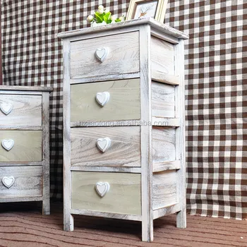 Shabby Chic Wooden Heart Cottage Cabinet Buy 4 Drawer Wood
