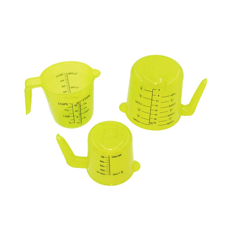 2018 Amazon Hot Sale New Product Plastic  Baking Gadget Measuring Cups 3 Set Double  Scale Cup Measuring Spoon Kitchen Tool
