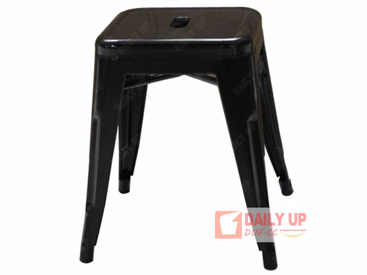 Vintage Dining Black Metal Material Chair Industrial Steel Coffee Chair Modern Stackable Wooden Seat Toli Chair Loft Furniture