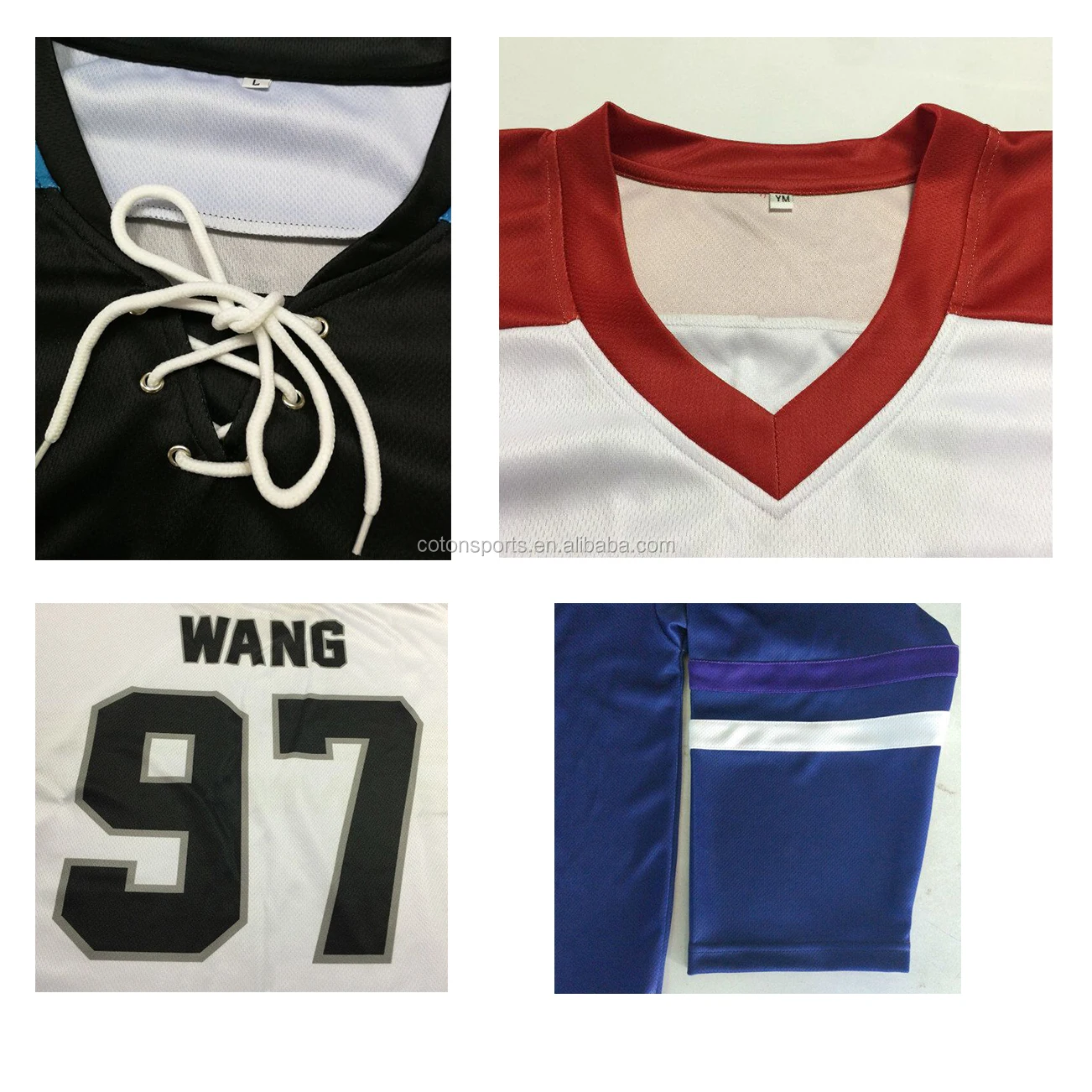 Sublimation Embroidery Applique Custom Team Ice Hockey Jerseys With