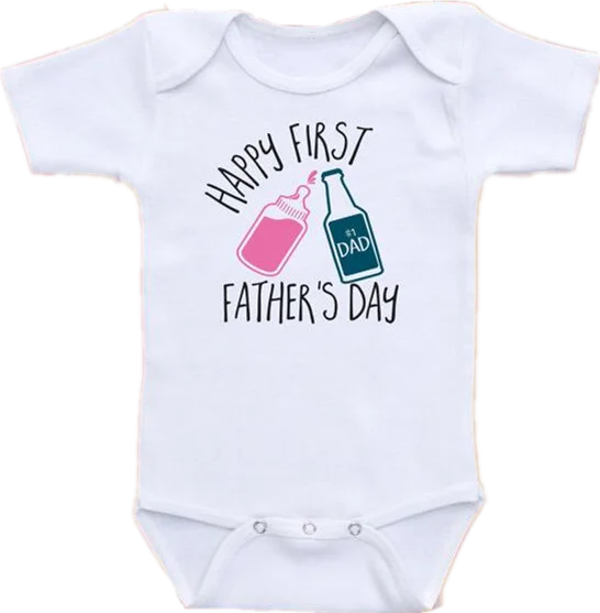 happy first fathers day onesie girl