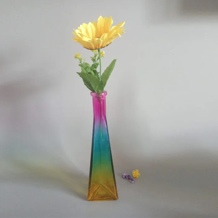 Cheap Tall Flower Glass Vases Small Mouth Long Neck Glass Vase For