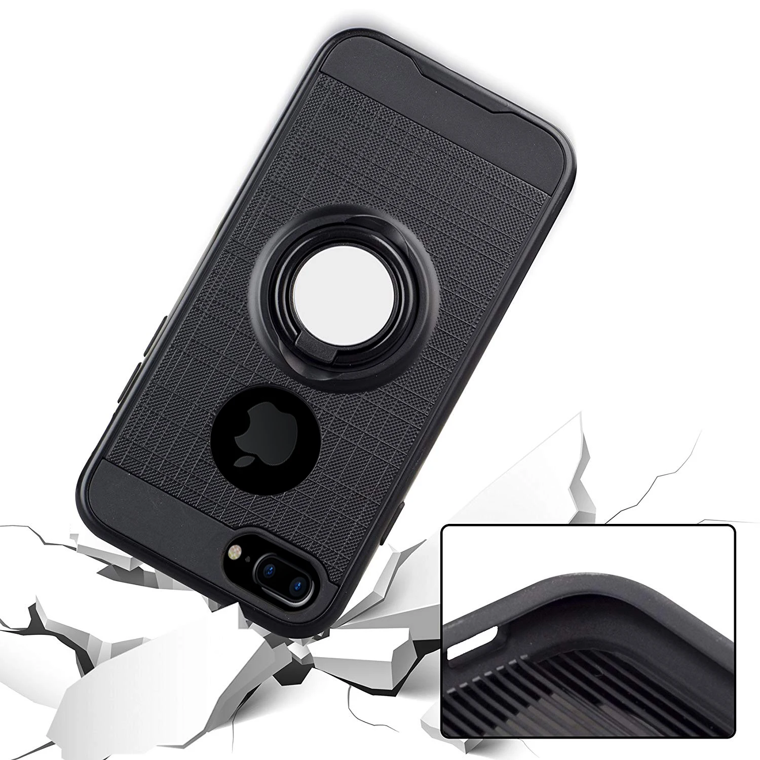 360 Kickstand Back Cover Shell Ring Holder Mobile Phone Case For Iphone