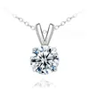 18K White Gold Plated 8mm Round Cut Cubic Zirconia CZ Solitaire Pendant Necklace