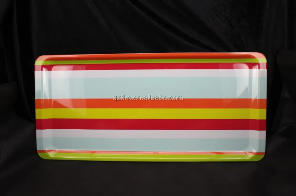Stripe Print Melamine Rectangle Tray Plastic Funit Tray
