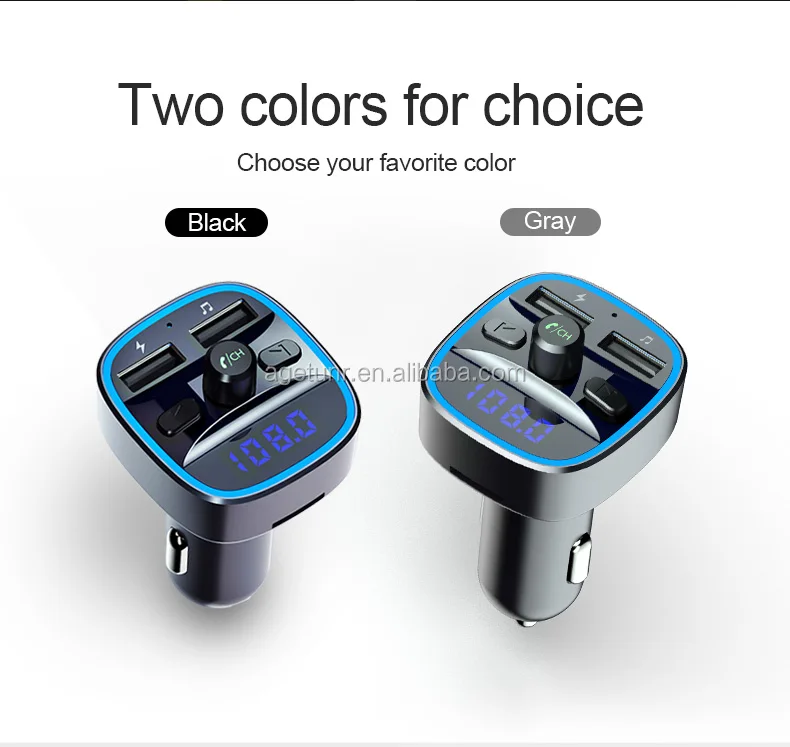 Agetunr T25 Bluetooth 5.0 Car Fm Transmitter Microsd Card/udisk Charger 2.4a Car Stereo Mp3