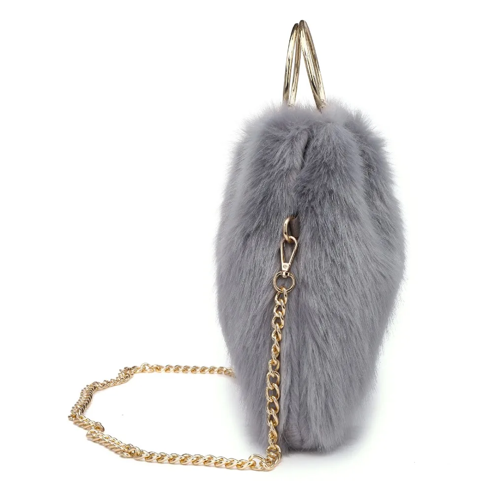 white fuzzy purse