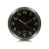 Contemporary Large Silver Numbers Black Metal Wall Clock Slient Quart Clock