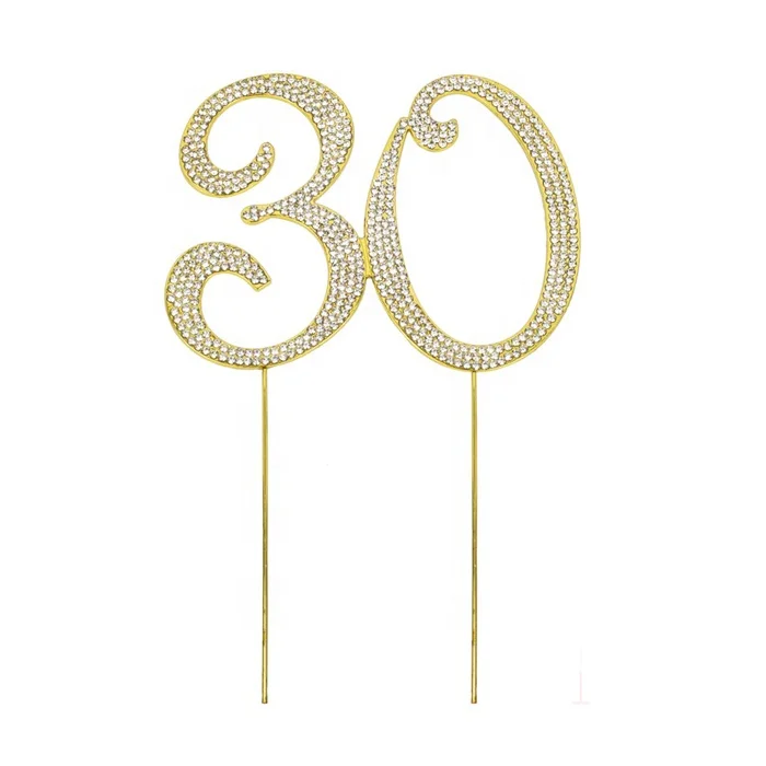 number 30 rhinestone cake topper gold.jpg