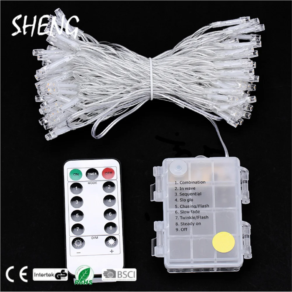 SHENG-STB-005 Hot Sale CE ROHS Approval Battery LED Christmas String Lights Walmart