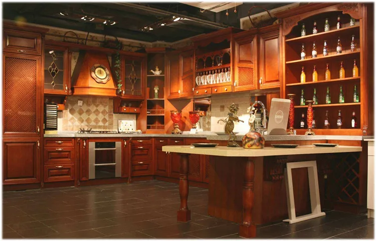 luxury prefab house Classical Natural Oak Kitchen Cabinets
