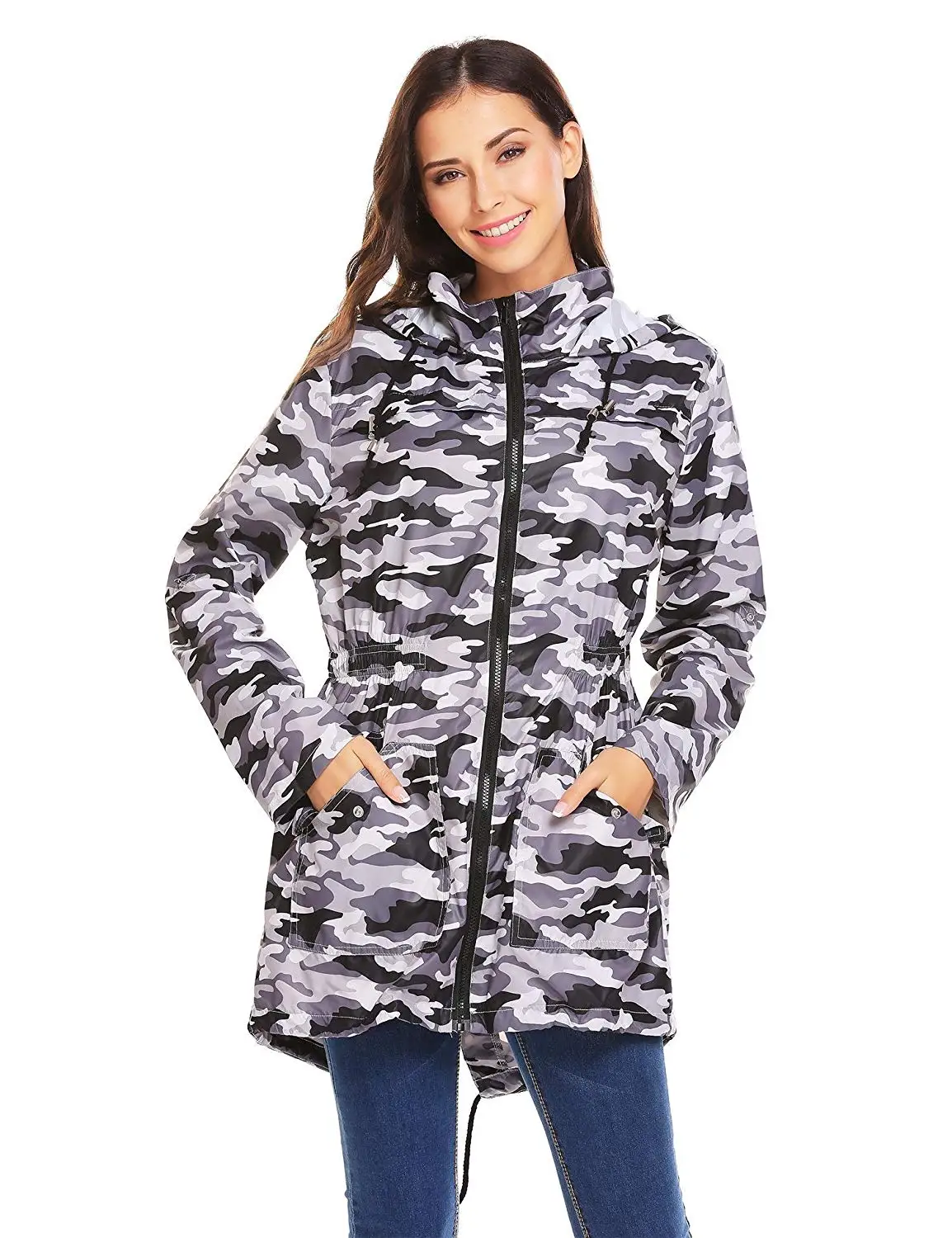 Dickin Womens Waterproof Lightweight Rain Jacket Active Outdoor Hooded Raincoat S-XXL