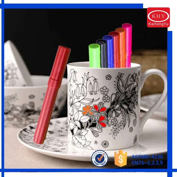 Multi Color Diy Mug Painting Permanent Marker Pen With Ceramic Cup