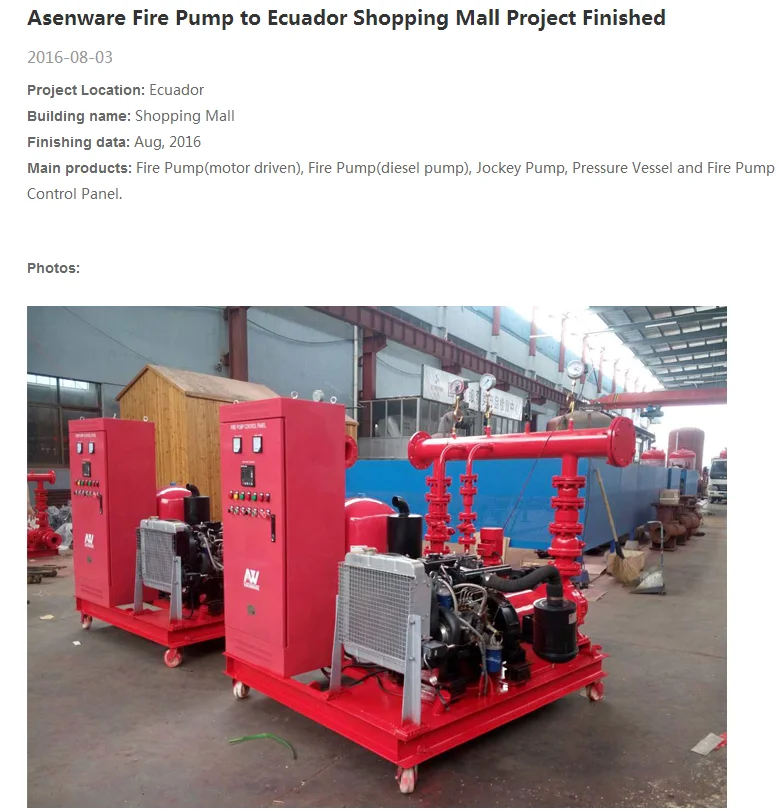 Supplier Jockey firefighting pump fire pump set for petrochemical