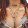Vintage Punk Bohemian Jewelry Tortoise Necklace Fashion Alloy Metal Multilayer Necklace With Feather Pendant