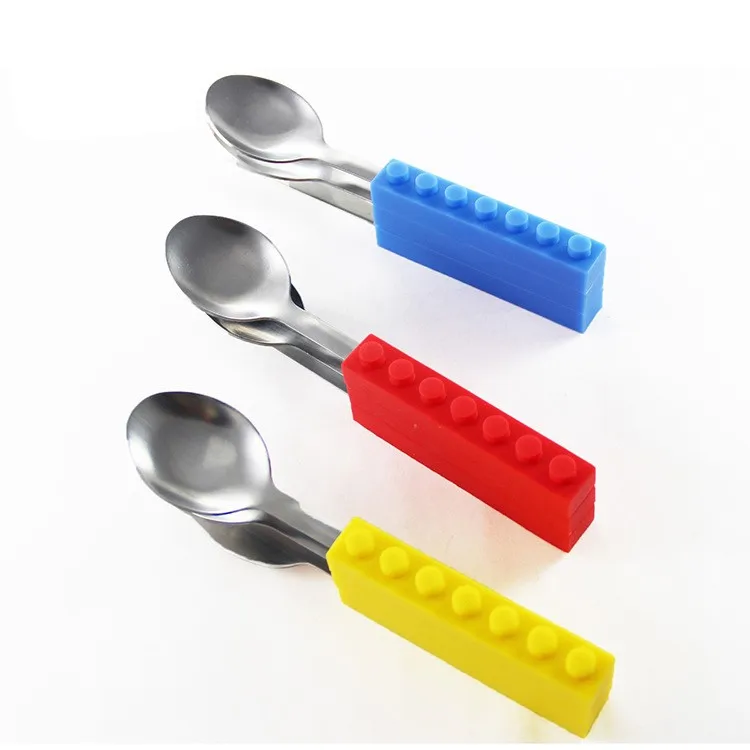 High Quality Portable Baby Flatware Plastic Handle With Child Kids Stainless Steel Cutlery Set