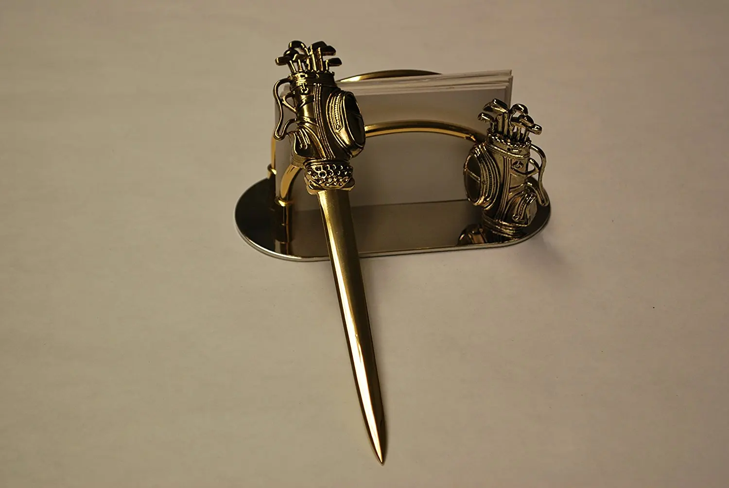 Golf Bag Motif Hand Detailed Letter Opener & Business Card Holder