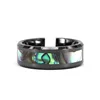 8mm Black Beveled Edges Abalone Shell Zirconia Ceramic Ring