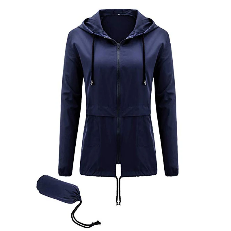 Amazon Hot Sell Pinghu FASHION Chinese Manufacturer 2019 OEM Custom Women Raincoat Waterproof Lightweight Hooded Rain Jacket