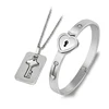 2019 New Arriving Unique Design Jewelry Fashion Necklaces Titanium Steel Zirconia Couple Bracelets Heart Lock And Key Bracelet