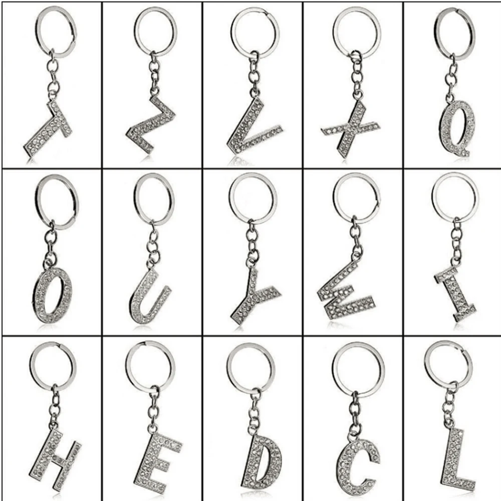 Crystal 26 Alphabet Keychains Charms Rhinestone Letter Keyring Buy