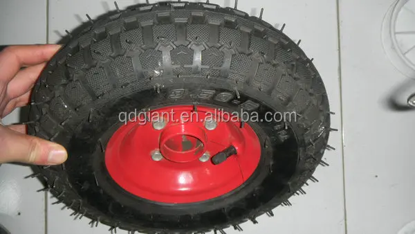 Golden color Pneumatic wheel Caster 10in 3.50-5 Turf Tread