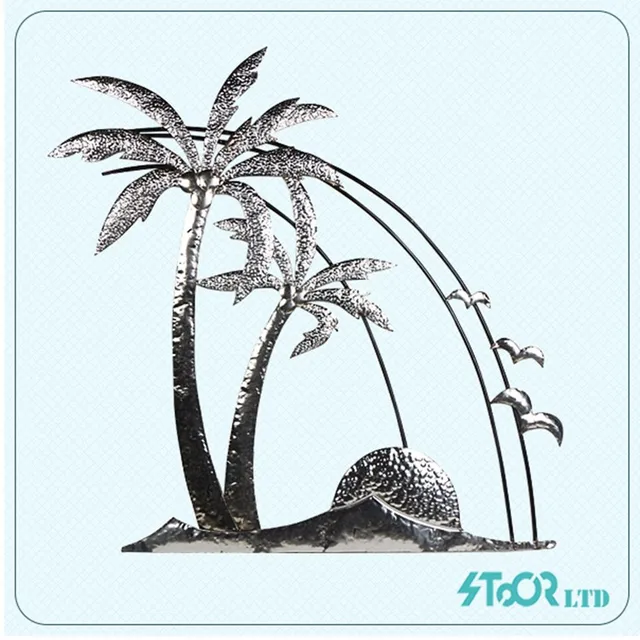 2016 new fashion coconut tree metal wall decoration for living room