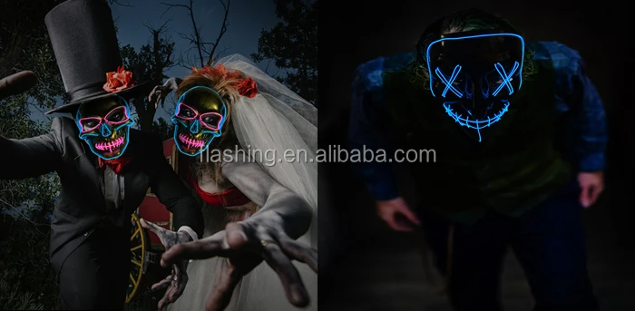 Hot Selling EL Music activated Mask,Neon Mask,neon wire Mask