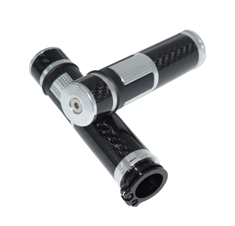 Carbon Fibre Style Motorcycle Handlebar Grips 7/8'' 22mm Aluminum Alloy