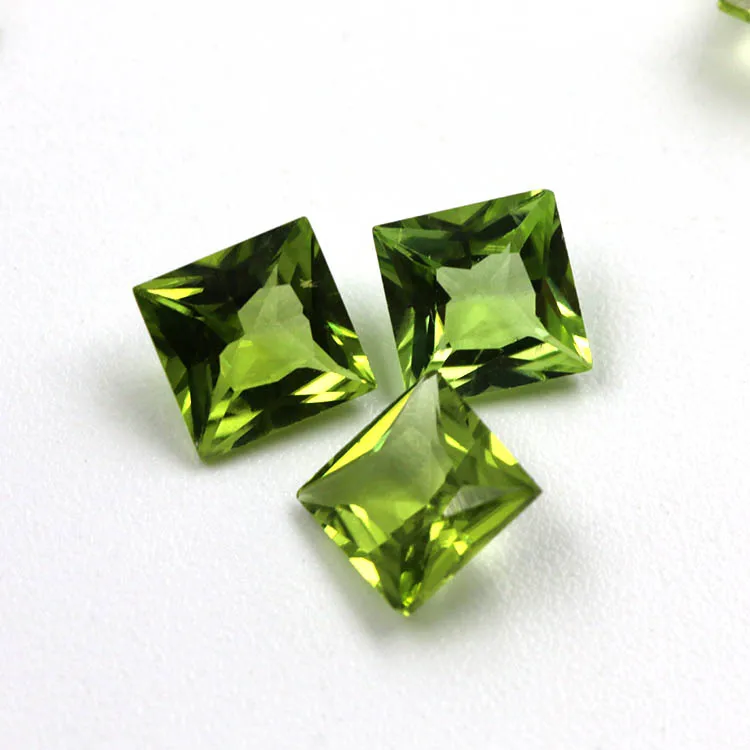 Wholesale Factory Price Natural Peridot Square Cut Faceted Peridot