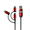 Nylon braided 3 in 1 charging cable Newest 2018 usb type c usb Micro +Type C+8 Pin multi-function usb cable