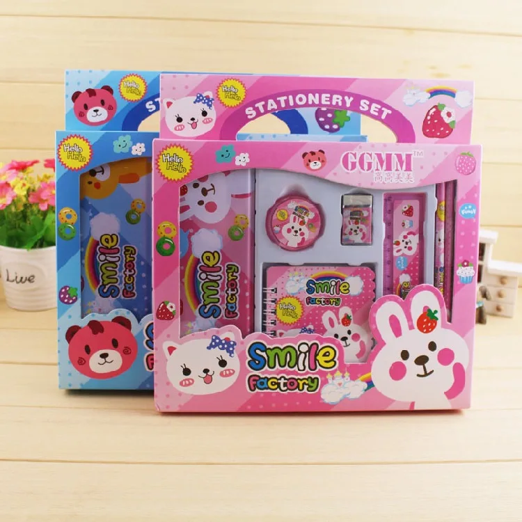 Low price creative kids cute gift stationery set with pencil case for student