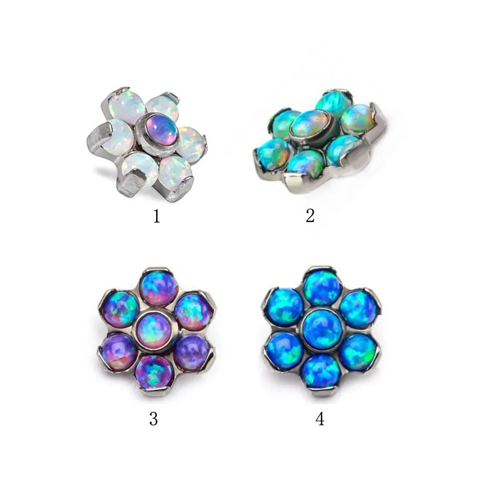 Prong Set Opal Ball Internally Threaded Nipple Piercing Astm F136